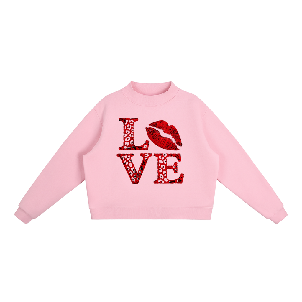 Essential Fleece Mock-Neck Crew Sweatshirt